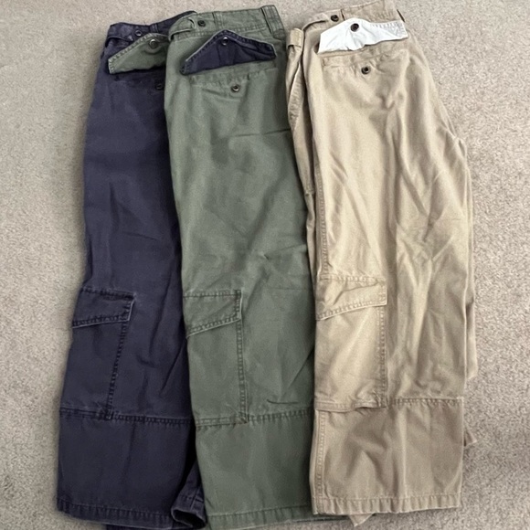 Vintage 1990s Abercrombie & Fitch Paratroop Issue A92 Khaki Tan Cargo Crop Pants - Picture 11 of 13